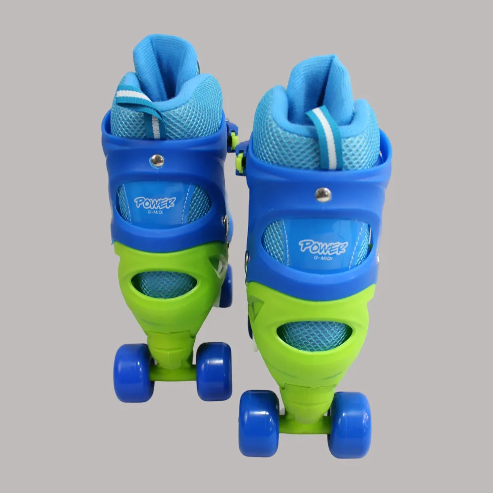 Verstellbare Rollschuhe mit 2 Reihen und 4 Rädern (Mittel, Blau)