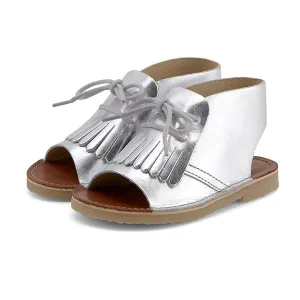 Agnes Kilted Kids Sandale Silber Leder