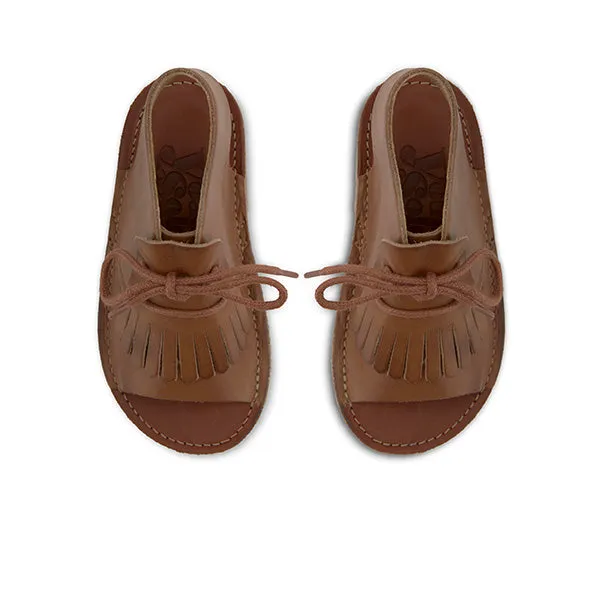 Agnes Kilted Kids Sandale Braun Gebürstetes Leder