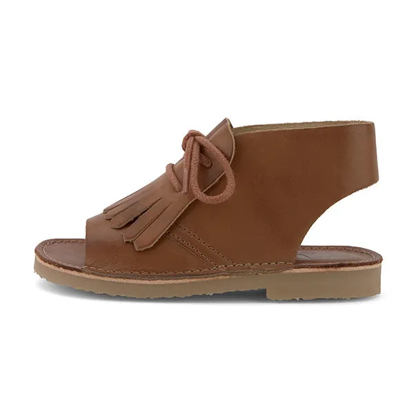 Agnes Kilted Kids Sandale Braun Gebürstetes Leder