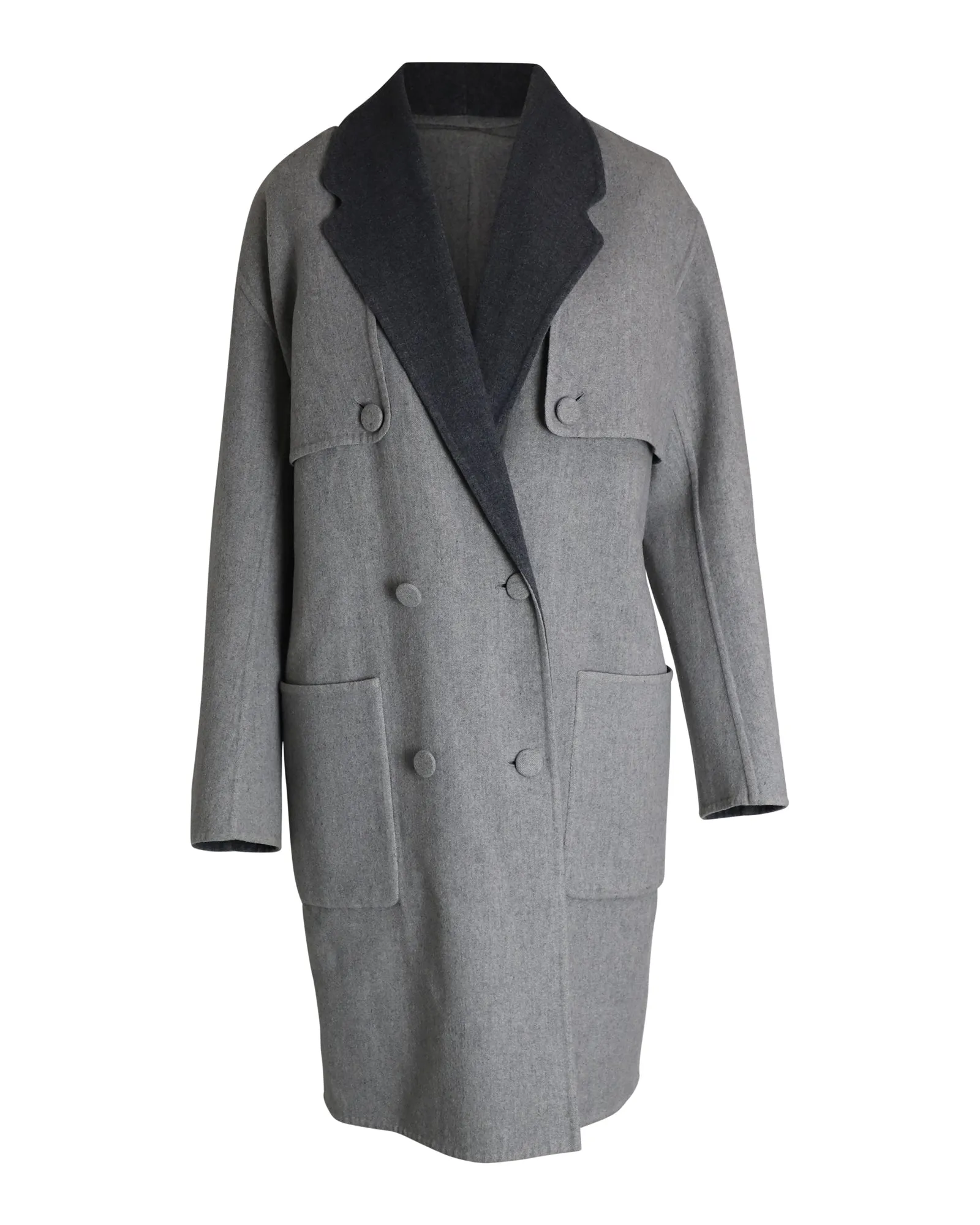 Alexander Wang Reversibler Doppelreiher-Mantel in Grau aus reiner Schurwolle