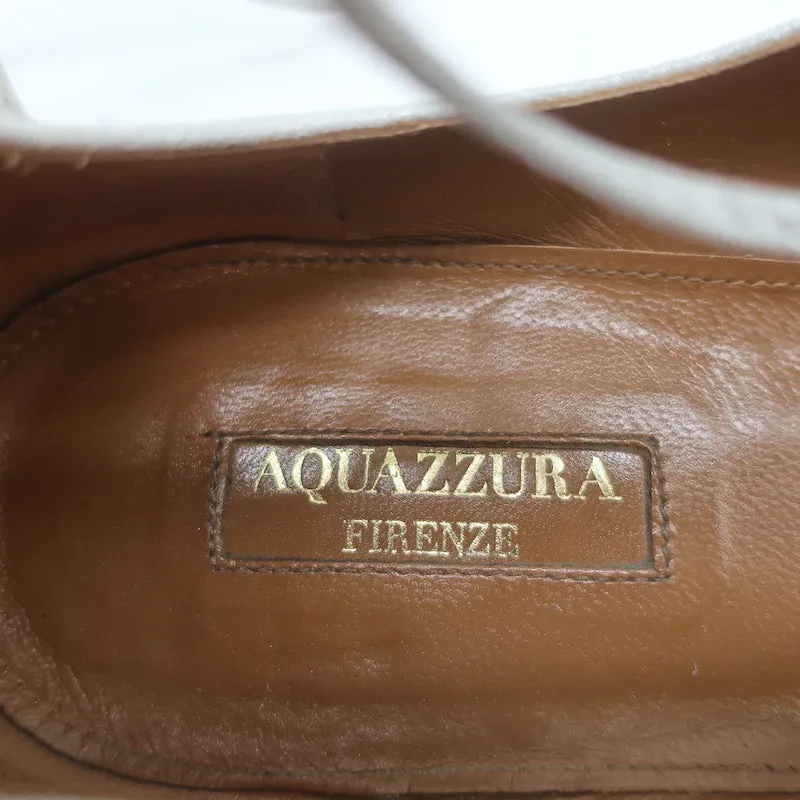 Aquazzura Christy Schnürer mit Spitzenkappe in Silber Metallic Wildleder Größe 40