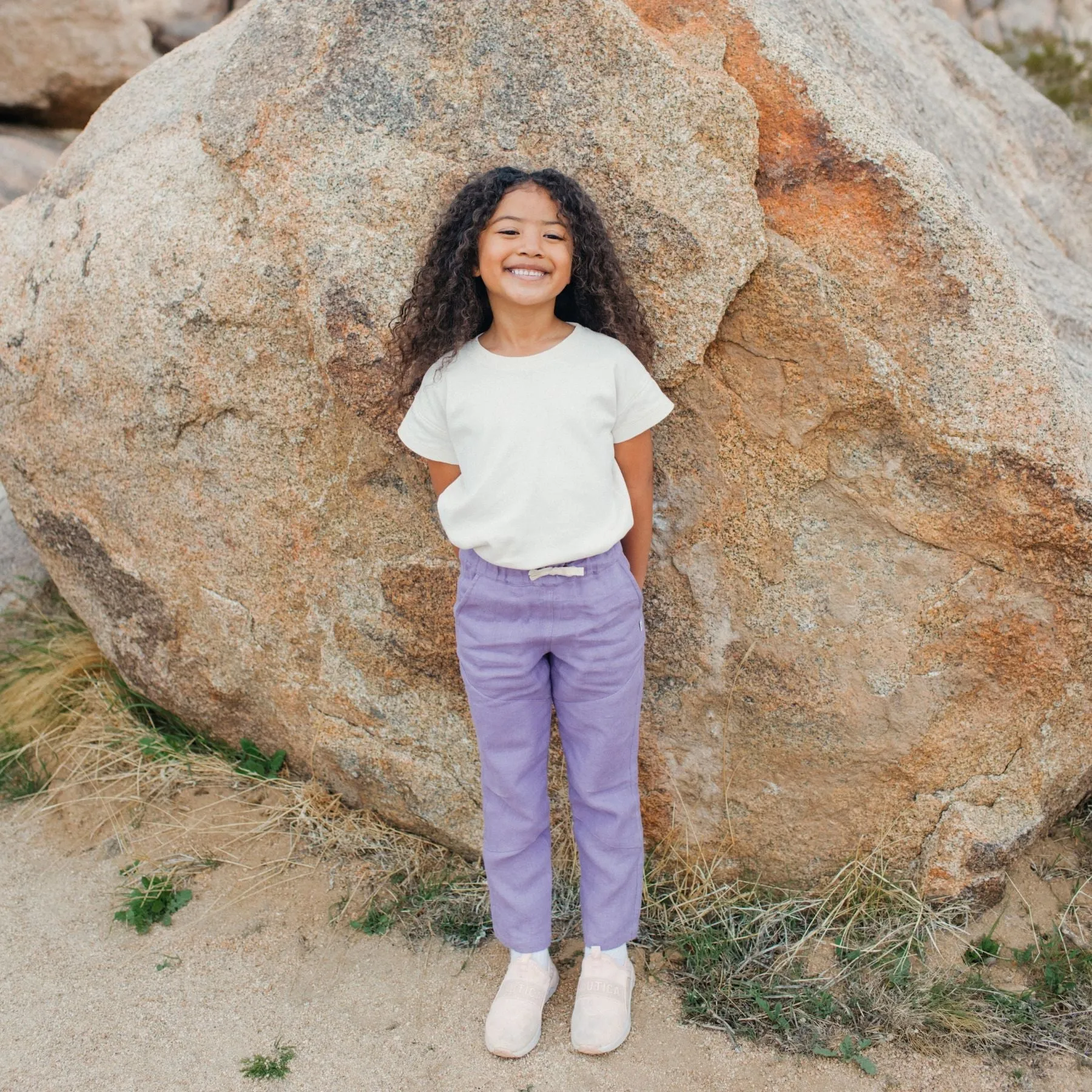 Aschefarbene Leinenhose - Lila Babykids_Jackalo