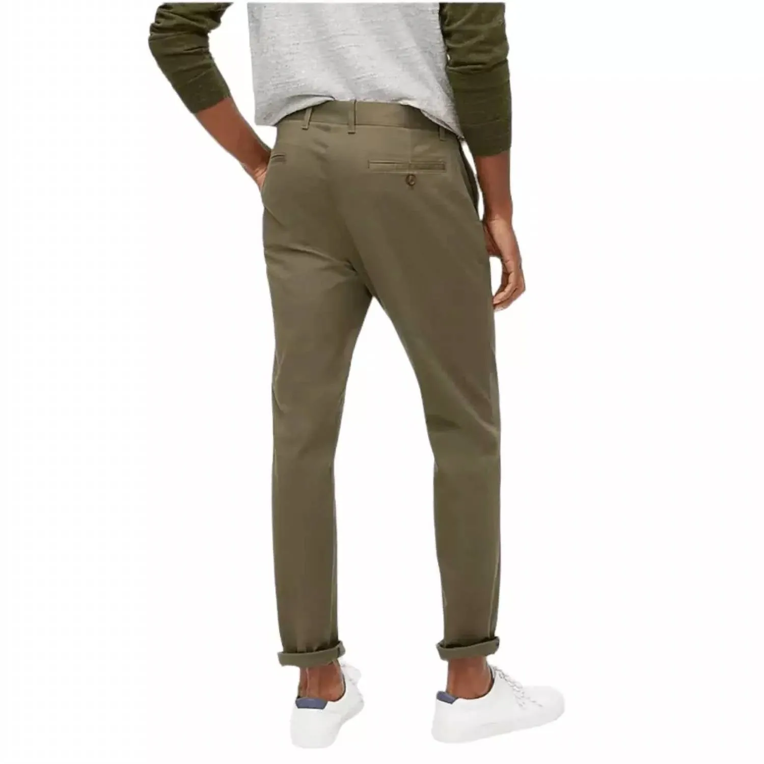 Athletic Slim-Fit Chino Hose in Grün