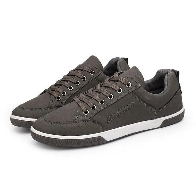 Herbst-Sneaker in Uni-Farbe für Männer, bequeme Low-Top-Schuhe mit Schnürung
