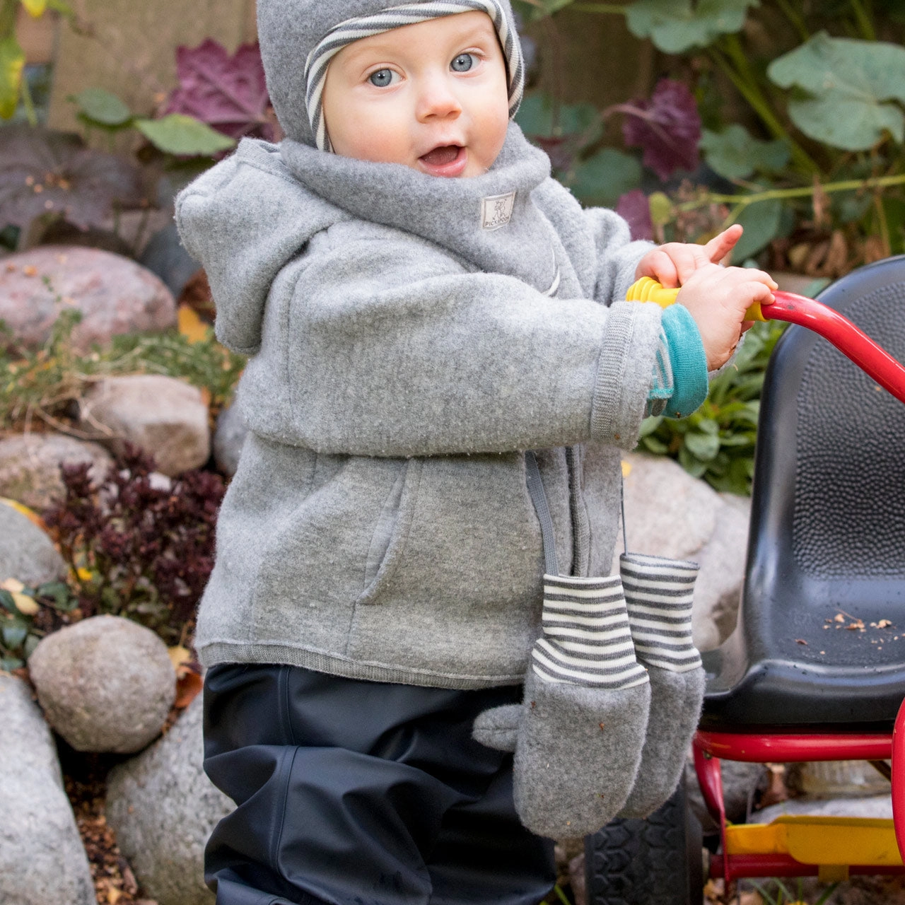 Baby Mittens - Wool Fleece - Stripes (9m-3y)