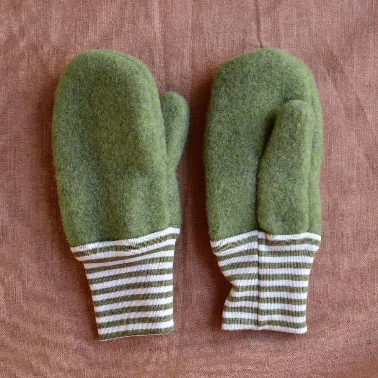 Baby Mittens - Wool Fleece - Stripes (9m-3y)
