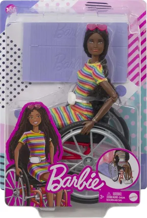 Barbie Puppe Barbie Fashionistas Puppe #166 mit Rollstuhl & gewellten braunen Haaren