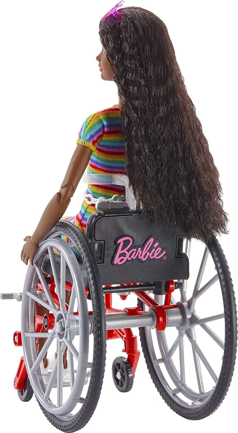 Barbie Puppe Barbie Fashionistas Puppe #166 mit Rollstuhl & gewellten braunen Haaren
