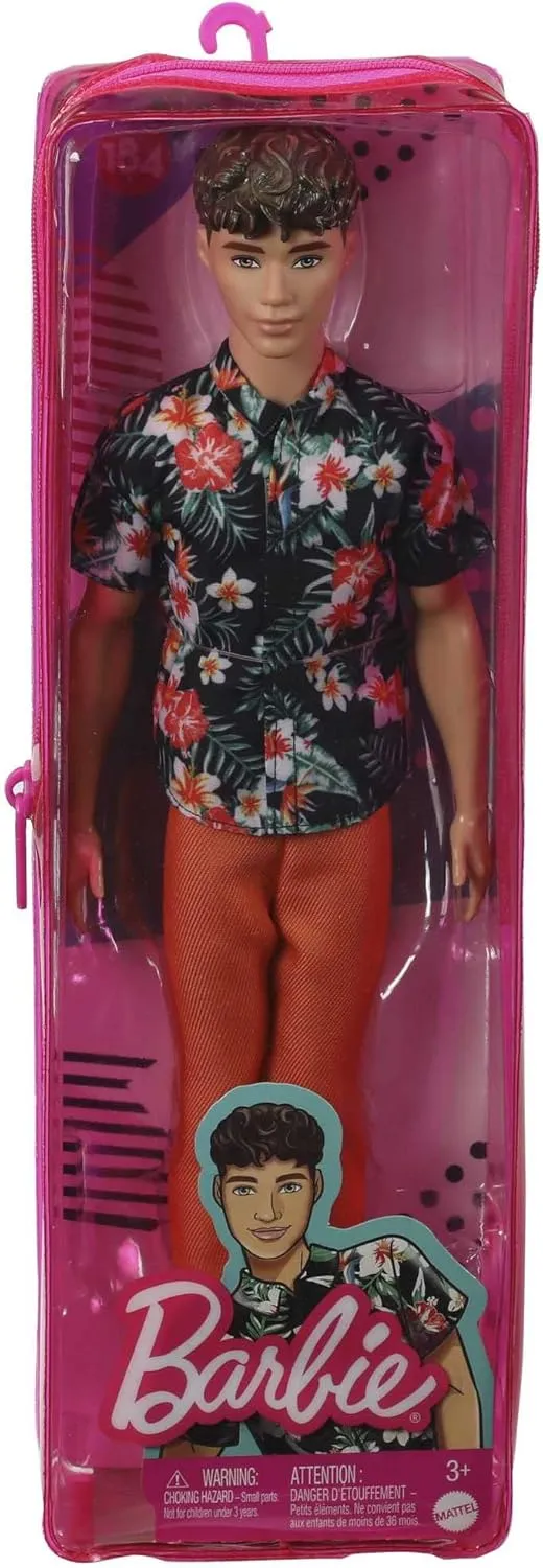 Barbie Puppen Barbie Fashionistas Ken Puppe - Trendiges tropisches Aussehen mit wiederverwendbarer Vinyltasche