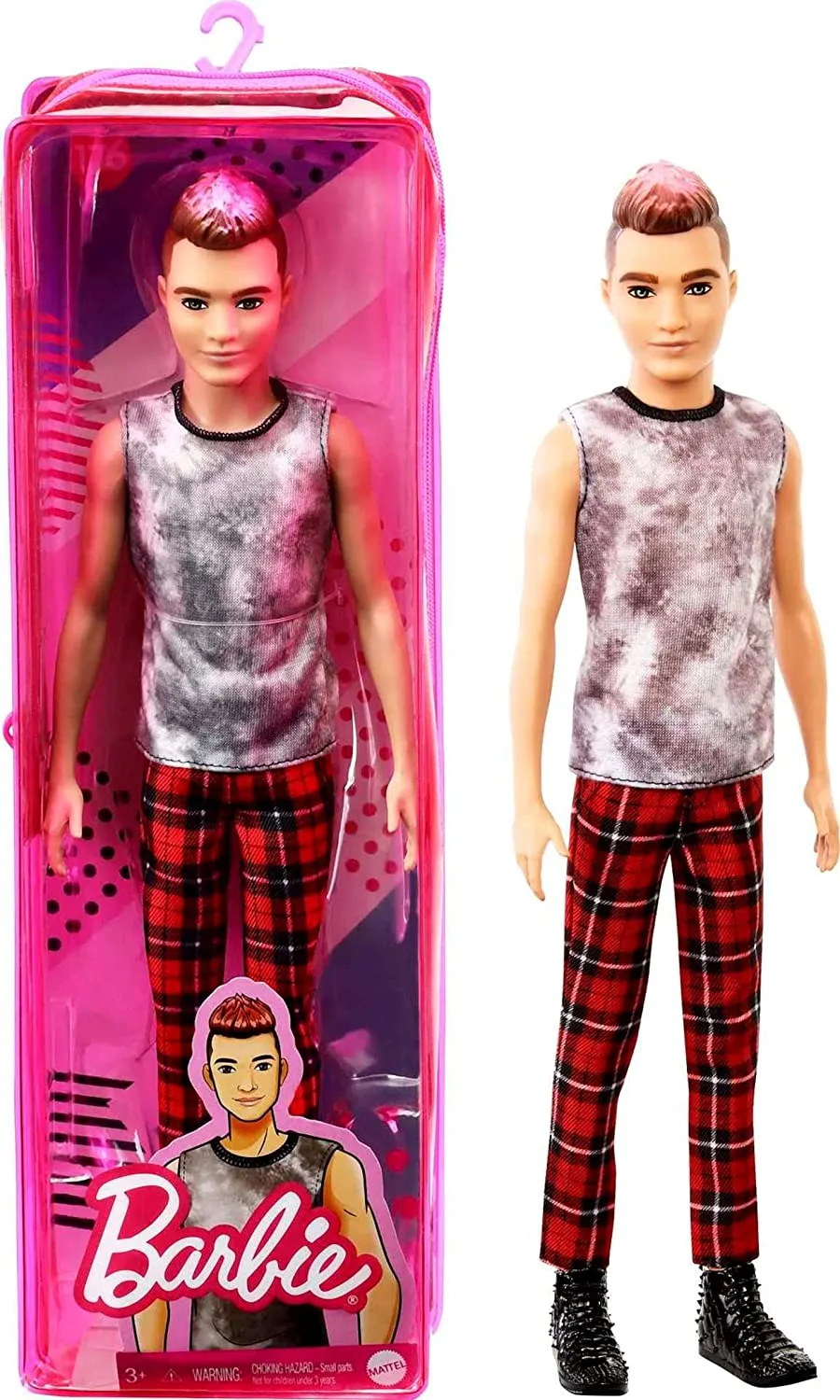 Barbie Spielzeug Barbie GVY29 Ken Fashionista Rocker Ken Puppe, Mehrfarbig, 32,39 cm*5,08 cm*10,16 cm