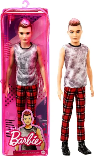 Barbie Spielzeug Barbie GVY29 Ken Fashionista Rocker Ken Puppe, Mehrfarbig, 32,39 cm*5,08 cm*10,16 cm