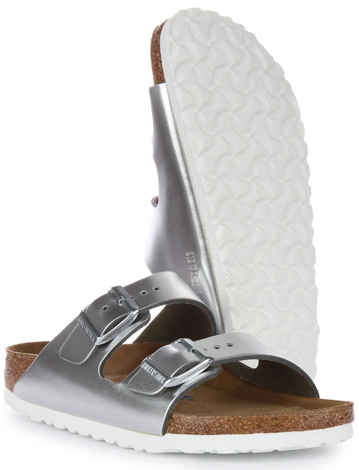 Birkenstock Arizona BS in Silber | Schmal geschnittene Sandalen Birkenstock