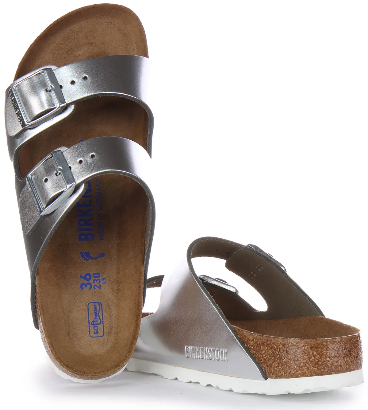 Birkenstock Arizona BS in Silber | Schmal geschnittene Sandalen Birkenstock