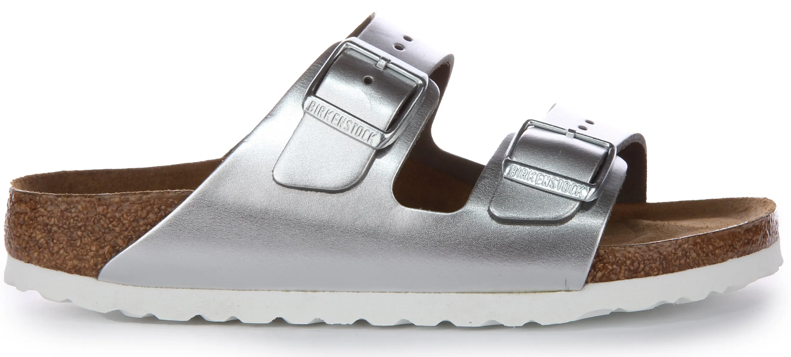 Birkenstock Arizona BS in Silber | Schmal geschnittene Sandalen Birkenstock
