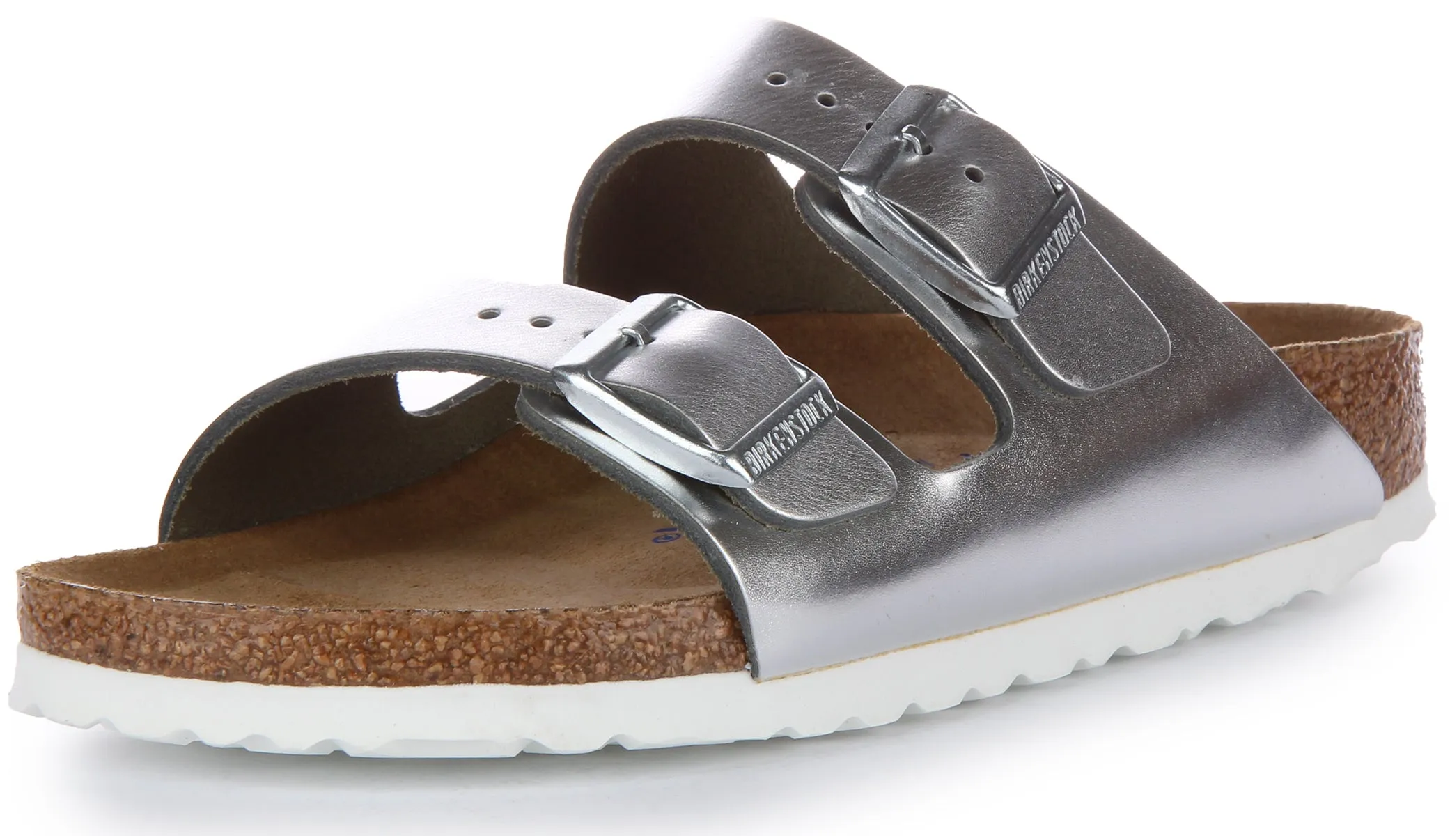 Birkenstock Arizona BS in Silber | Schmal geschnittene Sandalen Birkenstock