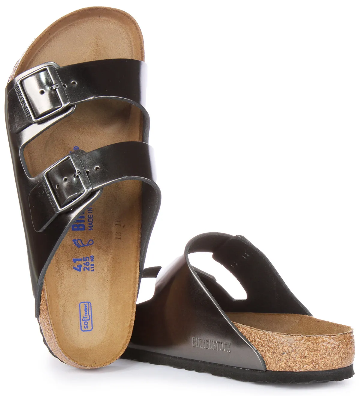 Birkenstock Arizona Naturleder SFB in Anthrazit | Regular Fit Schuhe Birkenstock