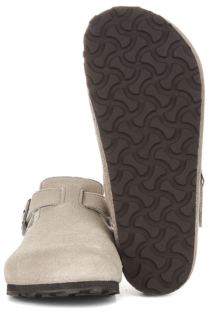 Birkenstock London Shearling In Taupe | Regular Fit Schuhe Birkenstock