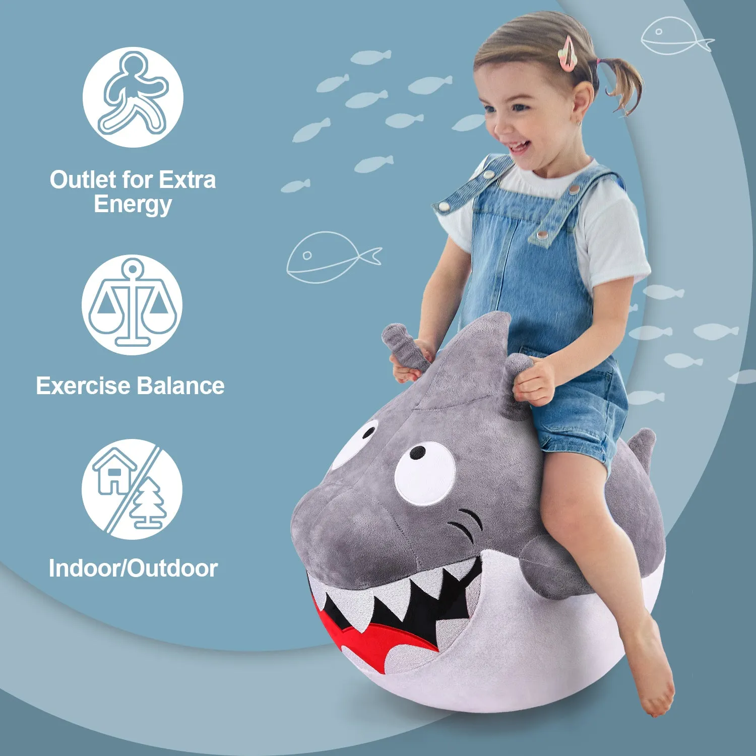 Hüpfball für Kinder - Haifisch Hüpftier Spielzeug