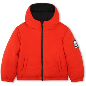 Jungen Reversibler Daunenmantel Rot/Schwarz
