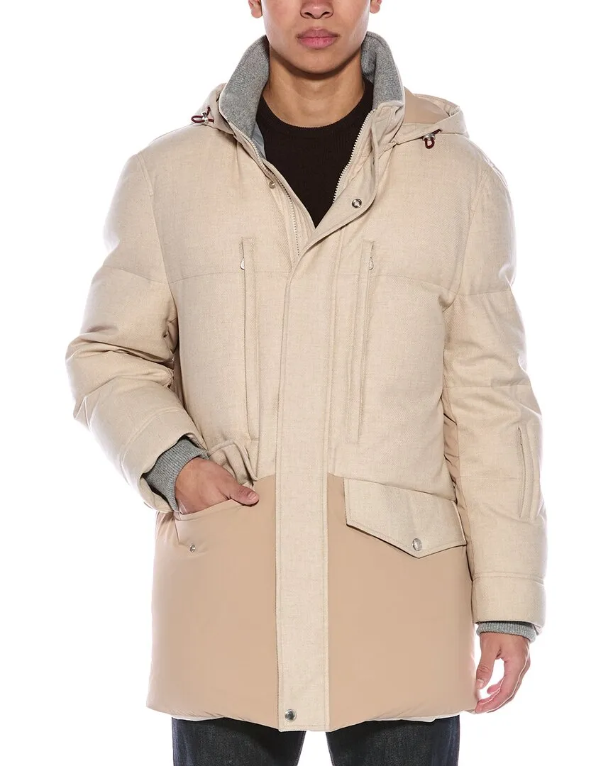 Brunello Cucinelli Herren Daunenmantel aus Wolle, Seide & Kaschmir-Mix, M
