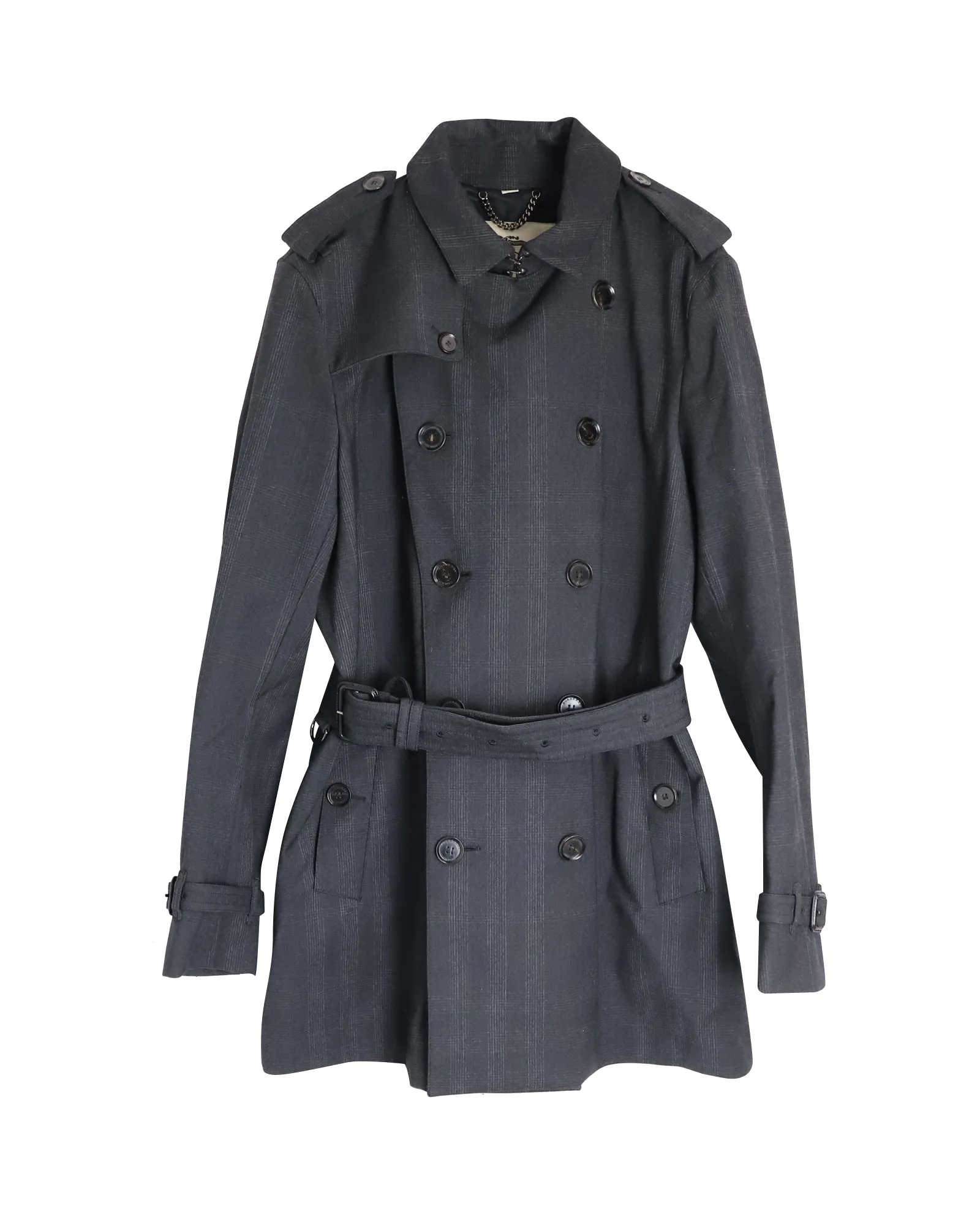 Burberry Doppelreihiger Mantel in grauer Baumwolle
