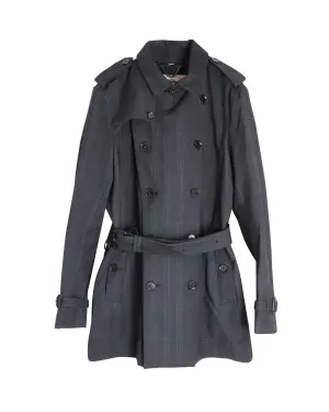 Burberry Doppelreihiger Mantel in grauer Baumwolle