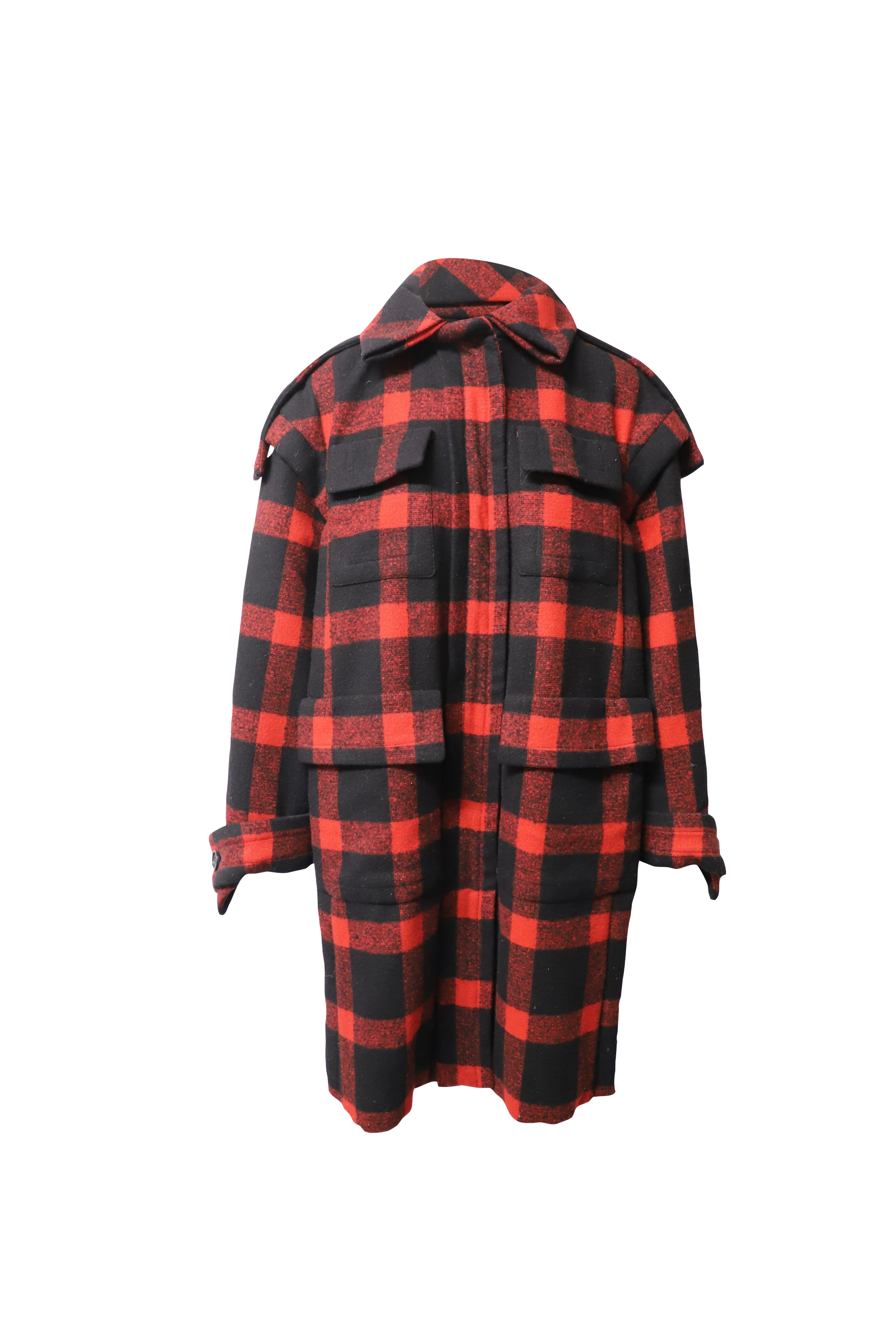 Burberry Karomuster Wintermantel aus rotem Wollstoff