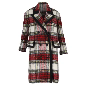 Burberry Tartan Karomuster Doppelreihiger Mantel aus mehrfarbiger Wolle