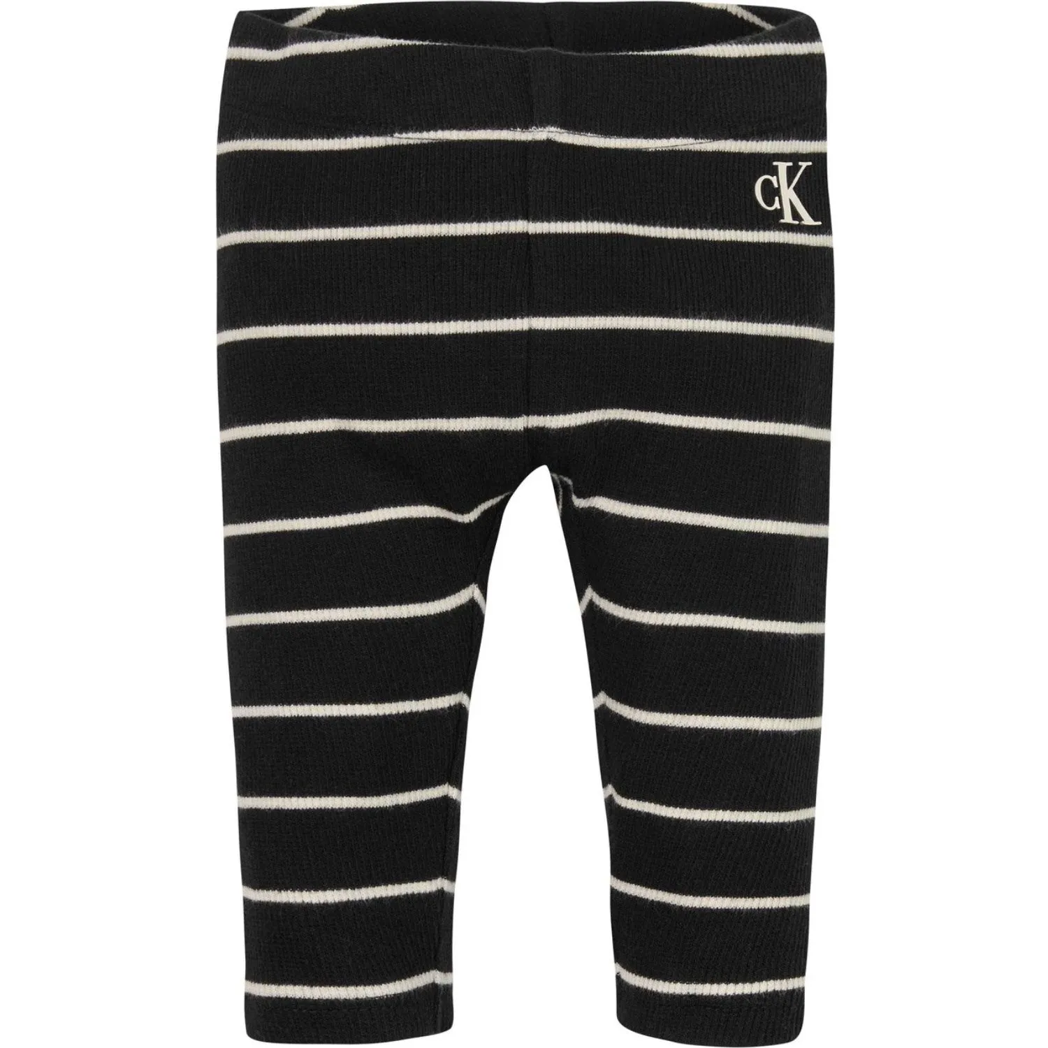 Calvin Klein Ck Schwarz/ Whitecap Grau Streifen Gestreifte Rippen Leggings Calvin Klein