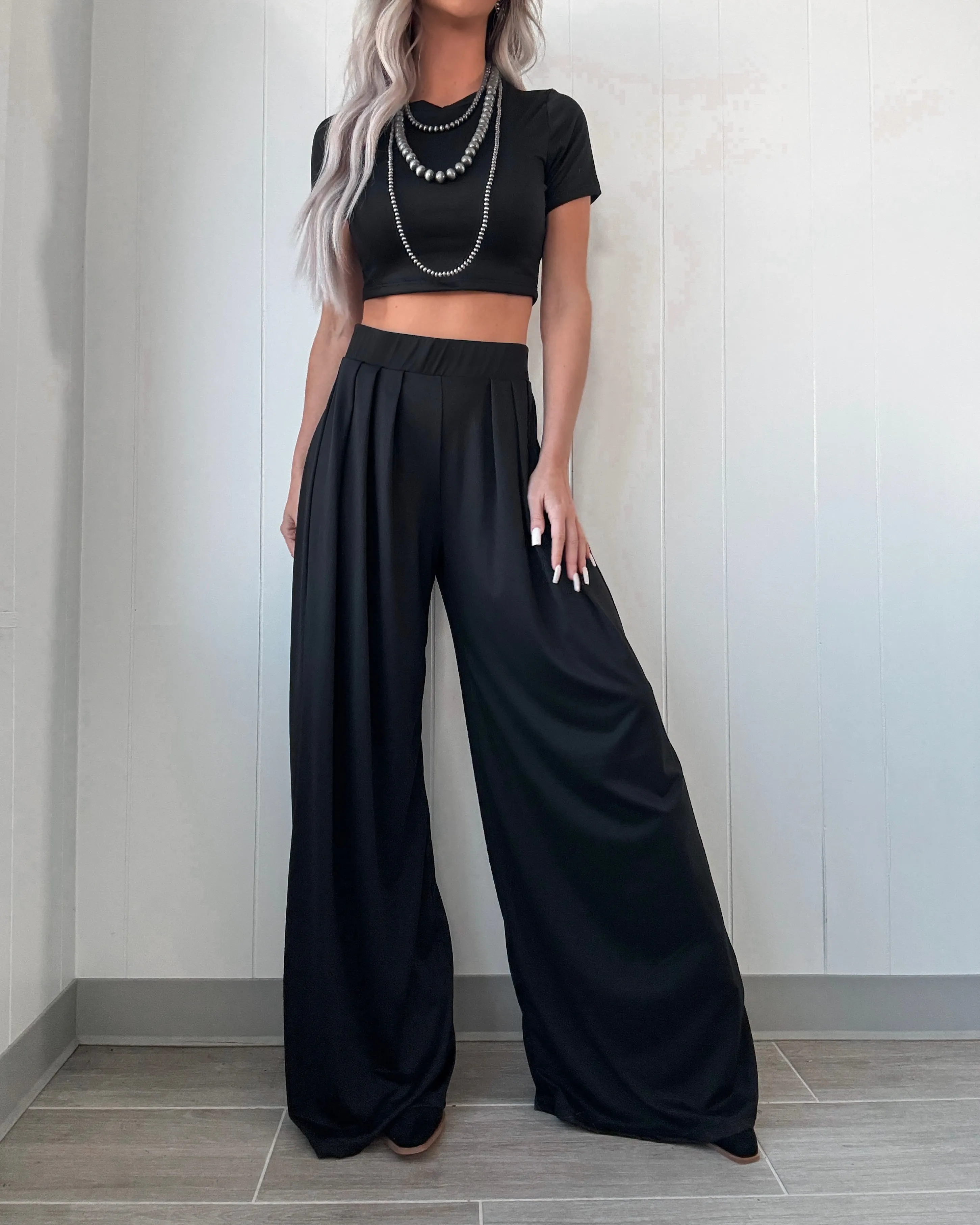 Lässig cooles Top und Hosen-Set - Schwarz