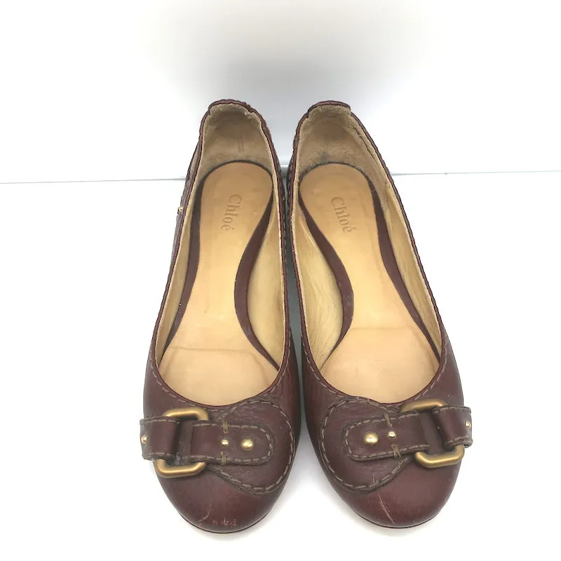 Chloe Paddington Ballettschuhe Dunkelbraun Leder Größe 36