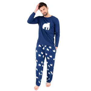 Weihnachts-Pyjamas für Herren aus Baumwolle mit Flanellhose und Eisbärmotiv