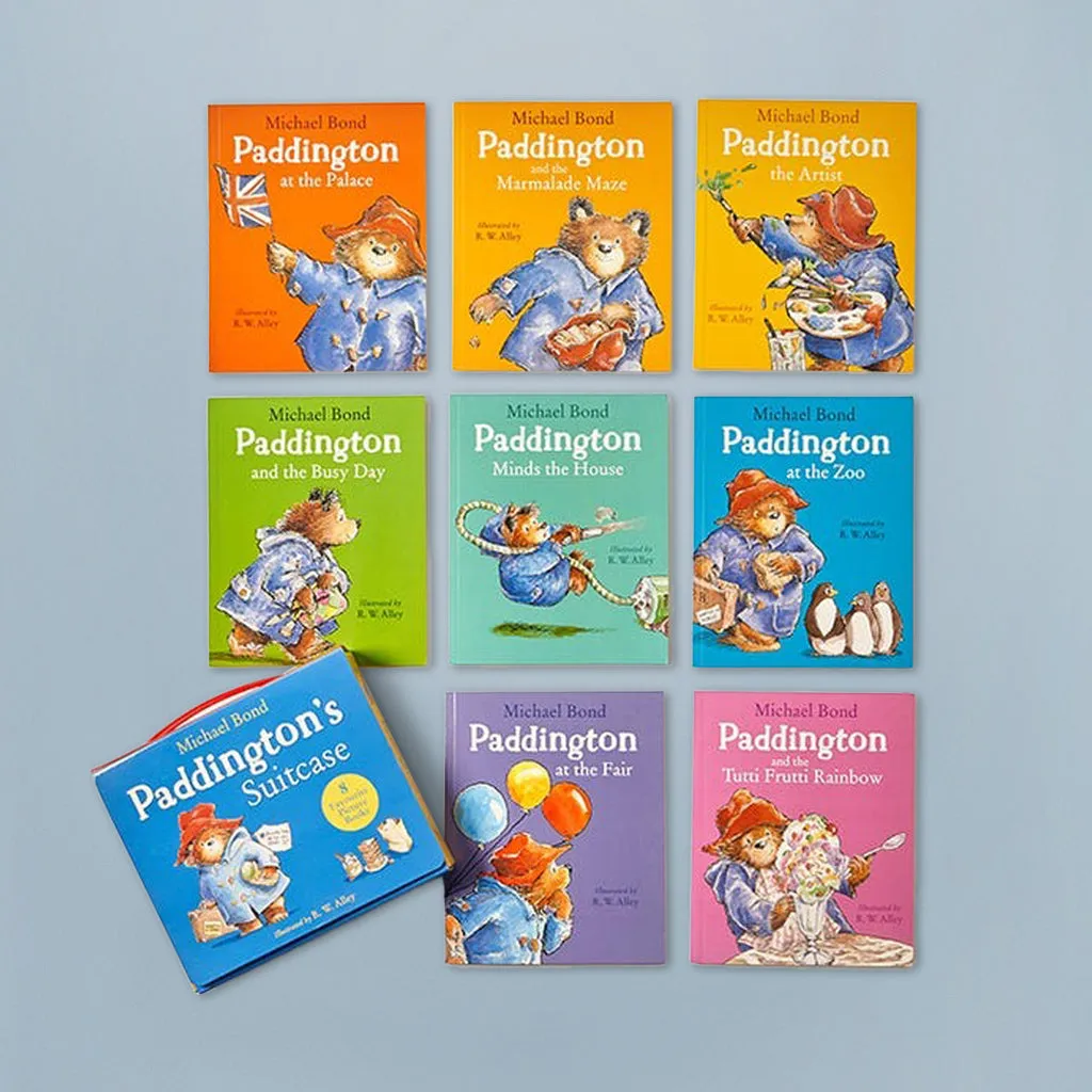 Klassisches Paddington mit Stiefeln Plüschtier und Koffer Buchsammlung Geschenkset