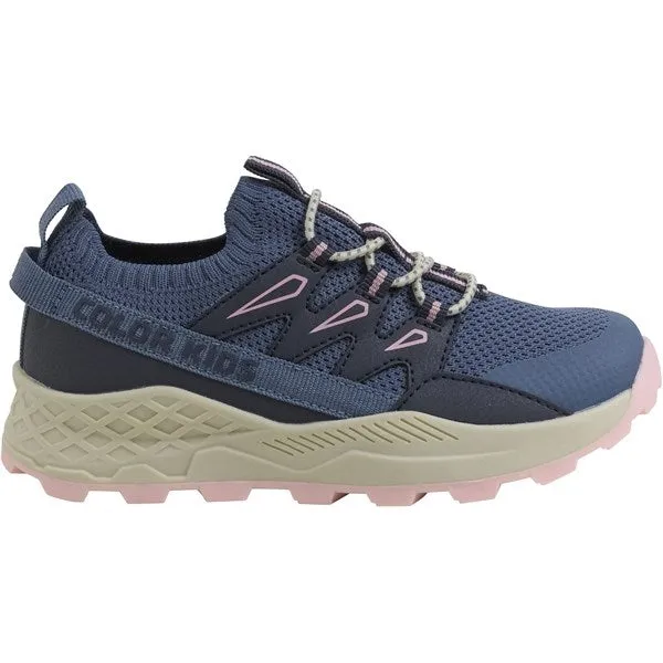 Farbige Kinder-Strick-Wanderschuhe im Vintage-Indigo-Look für Kinder