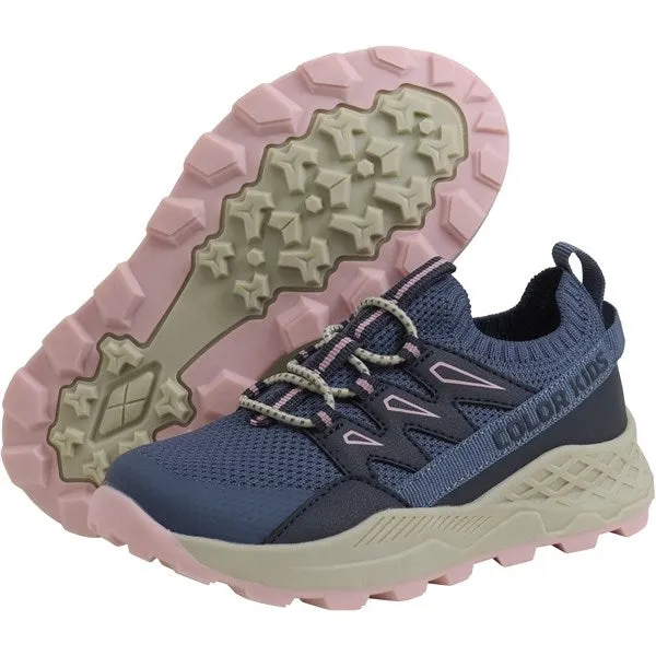 Farbige Kinder-Strick-Wanderschuhe im Vintage-Indigo-Look für Kinder