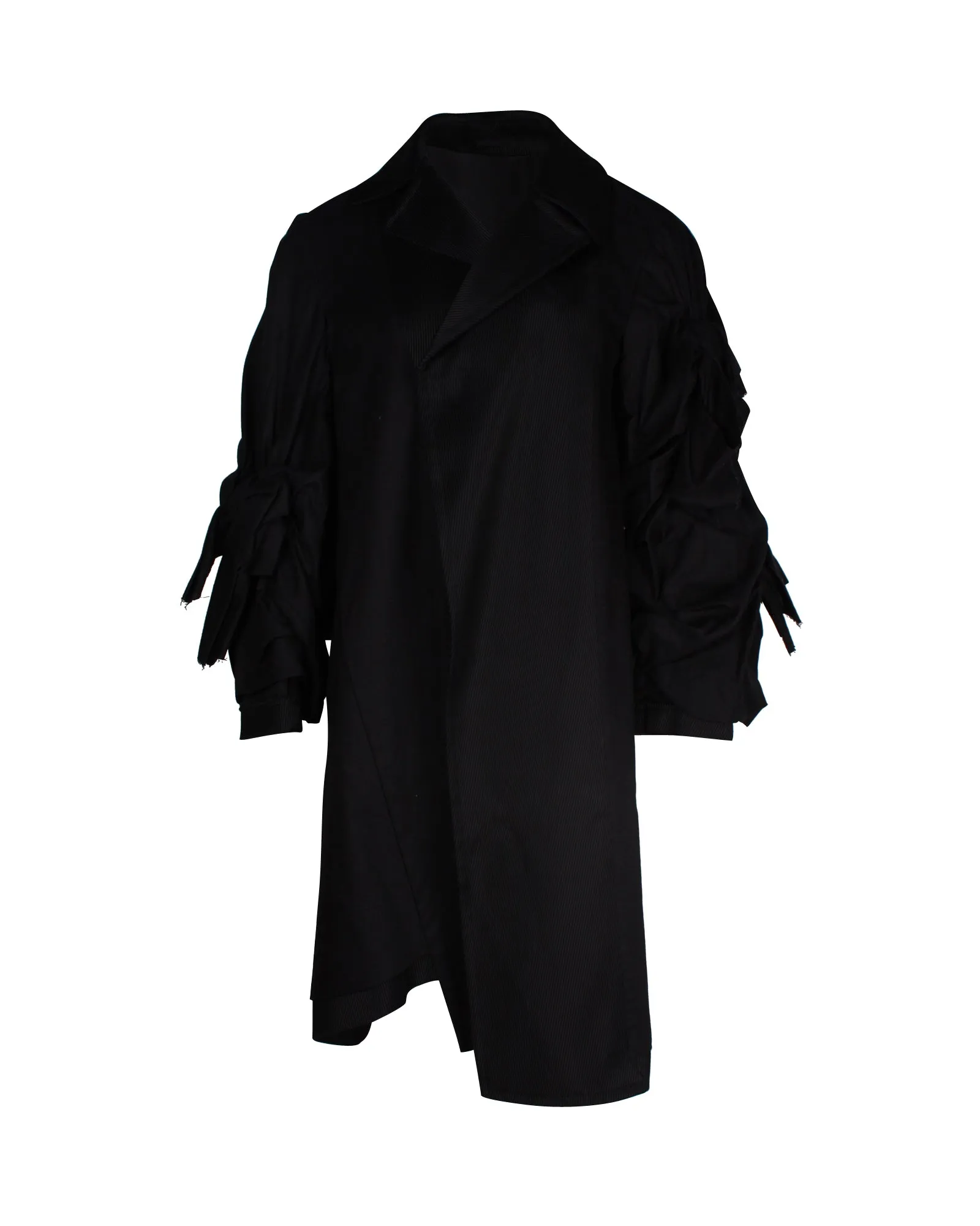 Comme Des Garcons Asymmetrischer Schleifenärmel-Mantel Aus Schwarzer Baumwolle