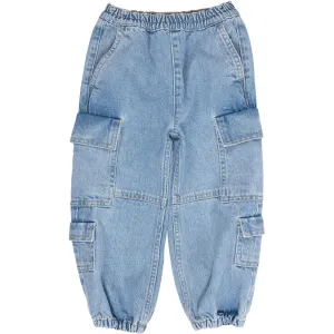 COPENHAGEN COLORS Hellblau Indigo Gewaschene Bio-Cargo-Denimhose Copenhagen Colors