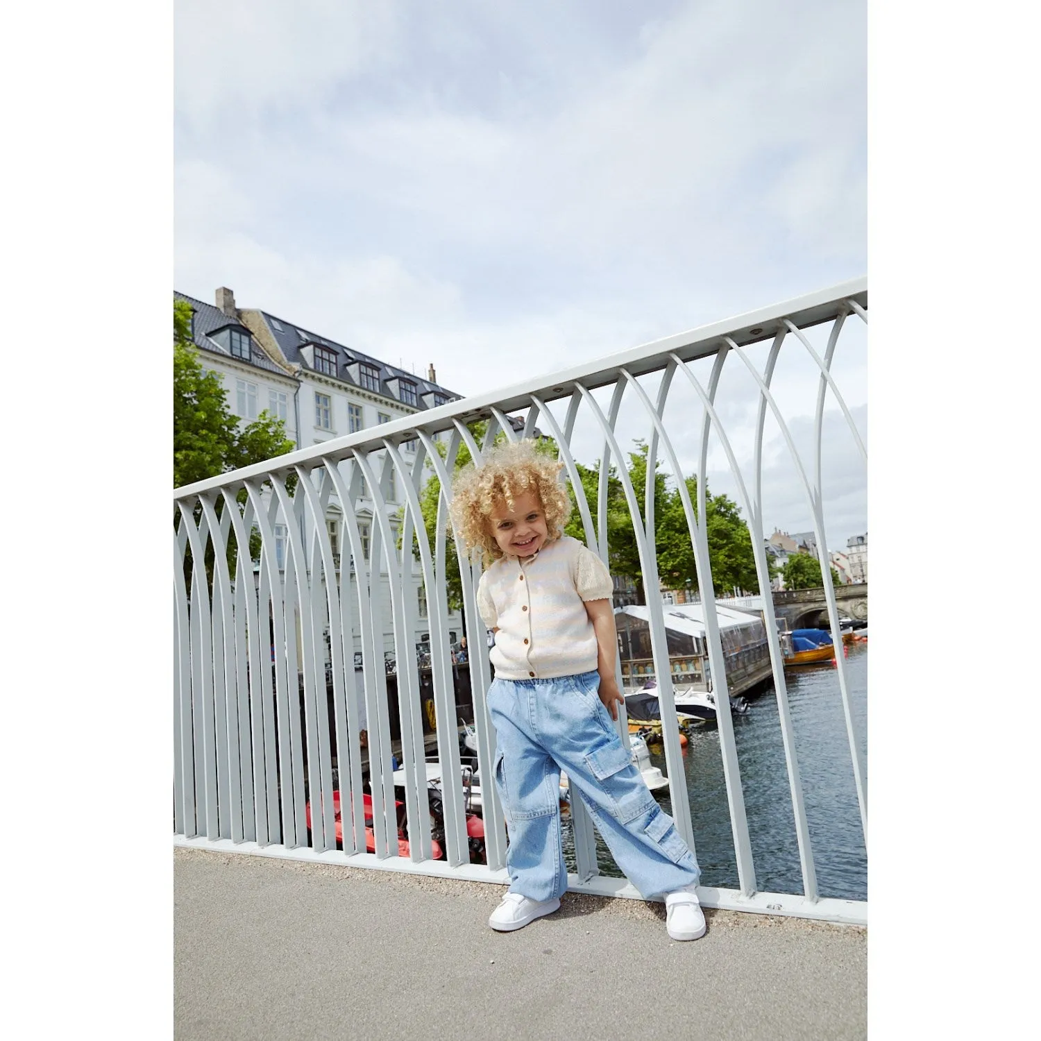 COPENHAGEN COLORS Hellblau Indigo Gewaschene Bio-Cargo-Denimhose Copenhagen Colors