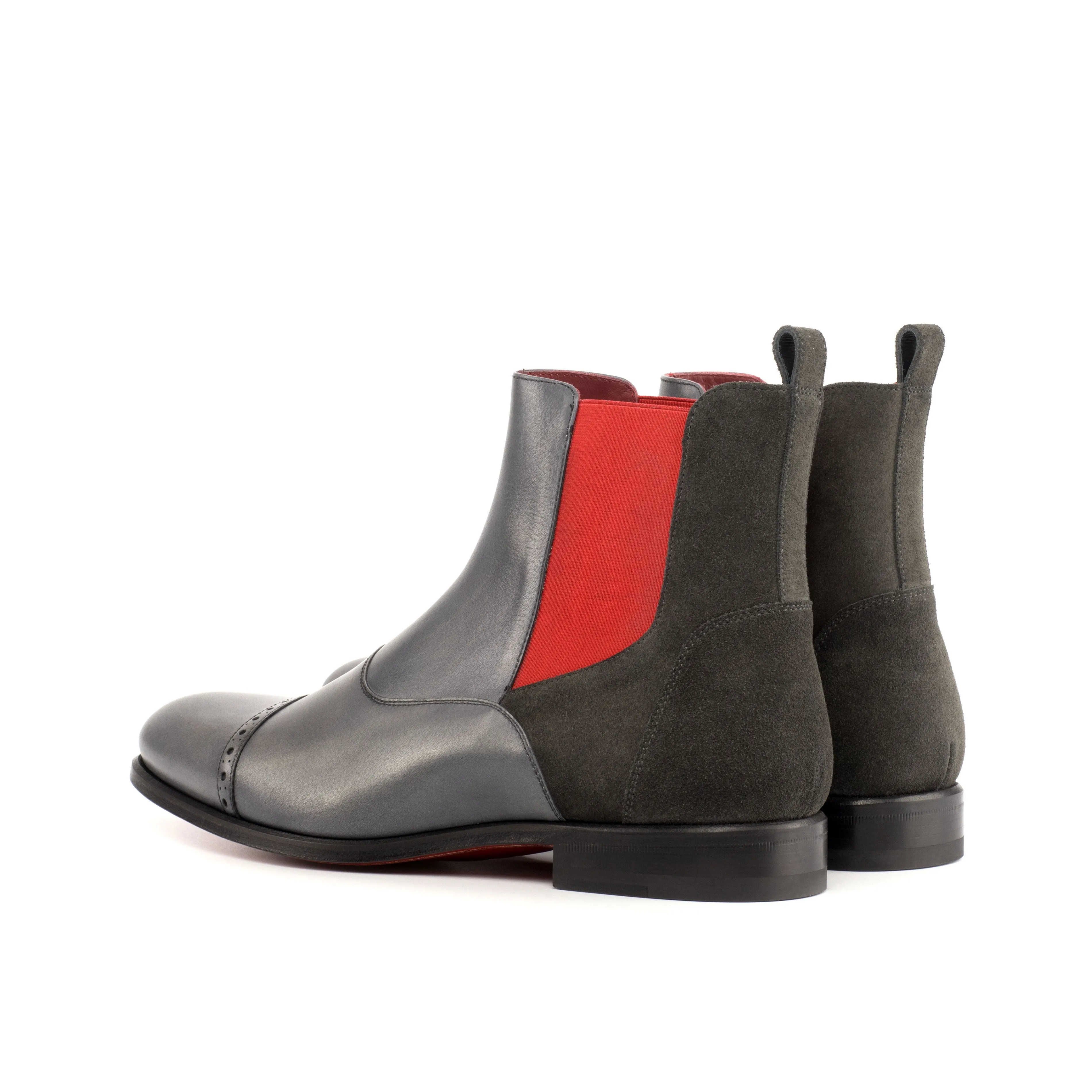 Dapperfam Schuhe DapperFam Vesuvio in Grau Herren Luxe Wildleder & Italienisches Leder Chelsea Multi-Stiefel