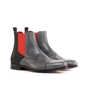 Dapperfam Schuhe DapperFam Vesuvio in Grau Herren Luxe Wildleder & Italienisches Leder Chelsea Multi-Stiefel