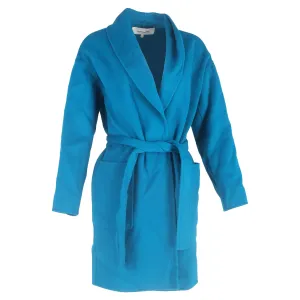 Diane von Furstenberg Langmantel aus blauer Wolle in Filzoptik