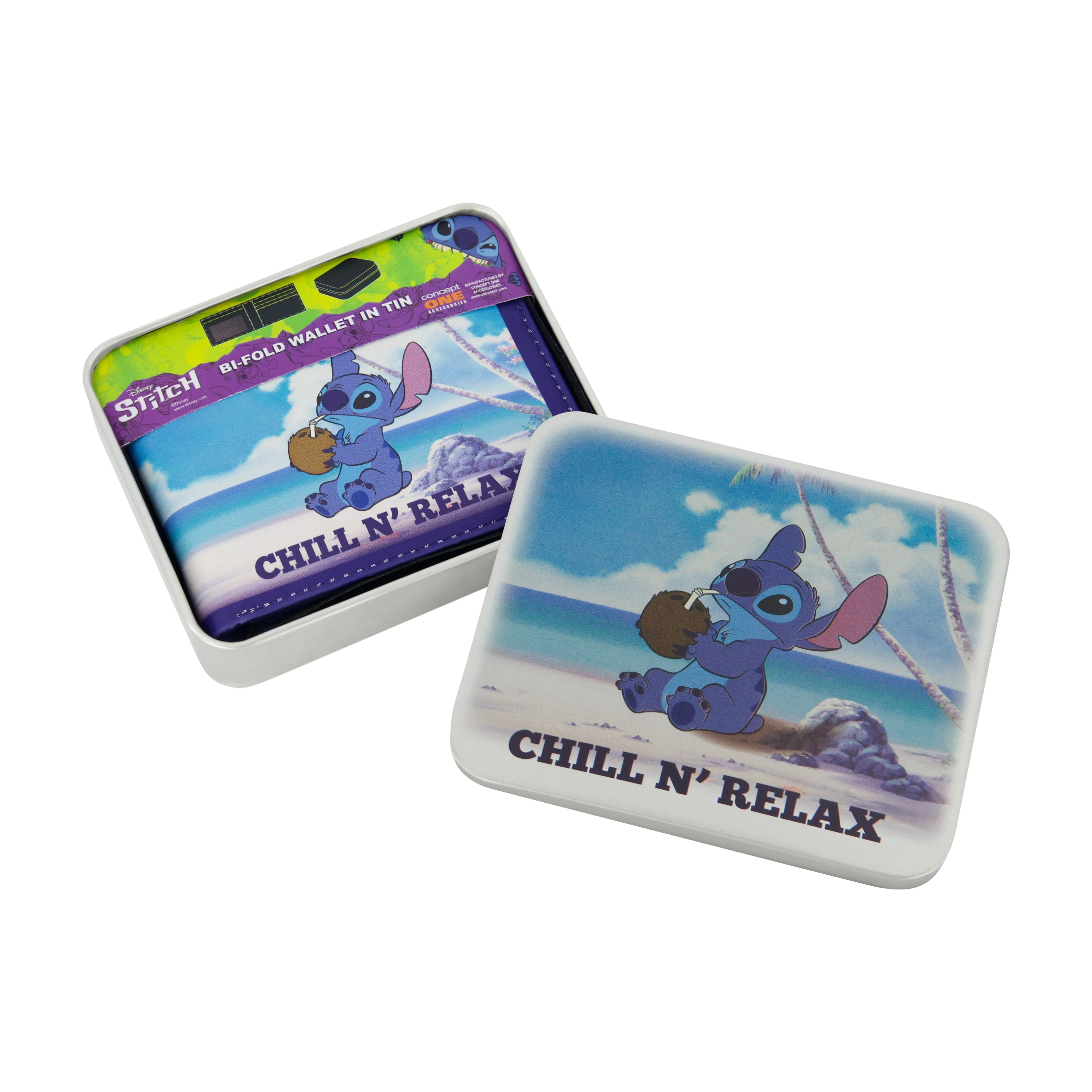 Disney STITCH CHILL N RELAX PRINT Brieftasche mit zwei Fächern, schlanke Brieftasche mit dekorativer Dose für Männer und Frauen ecco Schuhe