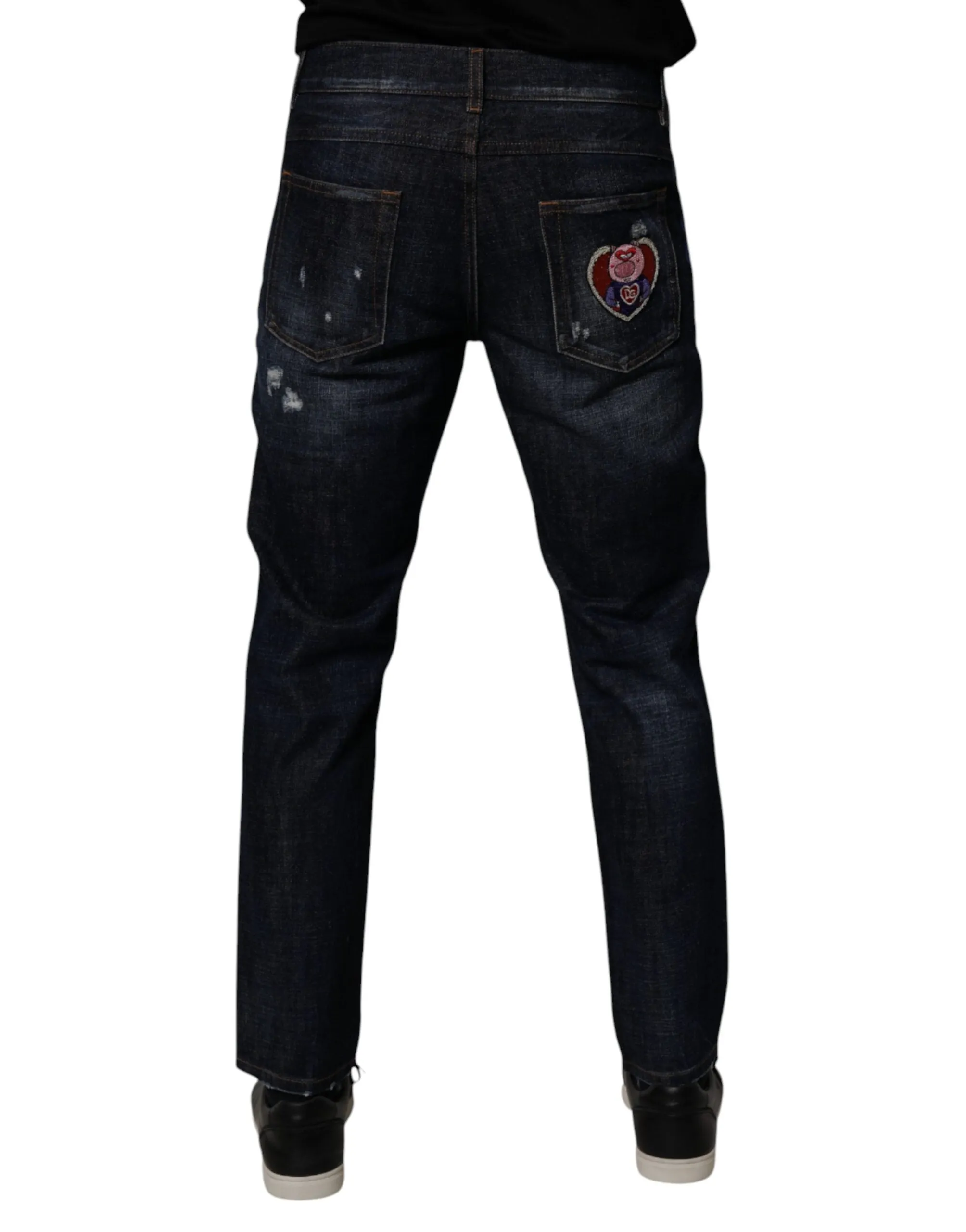 Dolce & Gabbana Baumwoll-Tatte Skinny Herrenjeans
