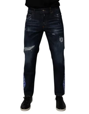 Dolce & Gabbana Baumwoll-Tatte Skinny Herrenjeans