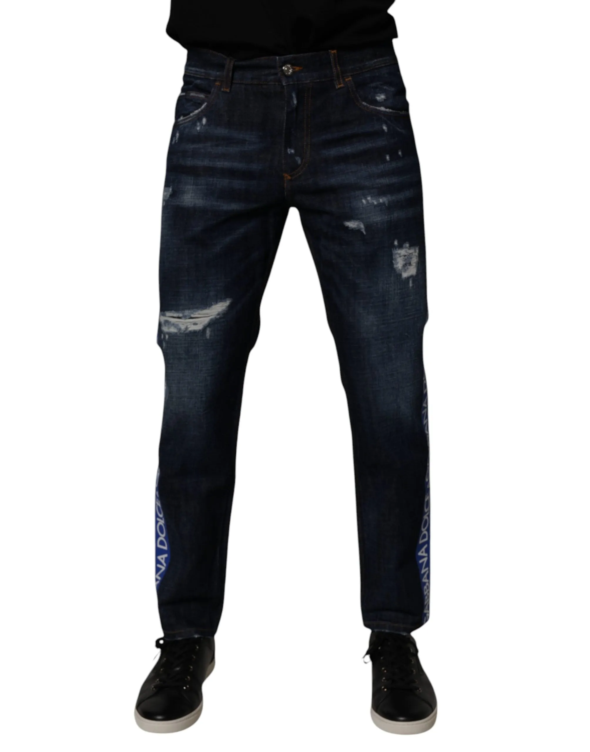 Dolce & Gabbana Baumwoll-Tatte Skinny Herrenjeans