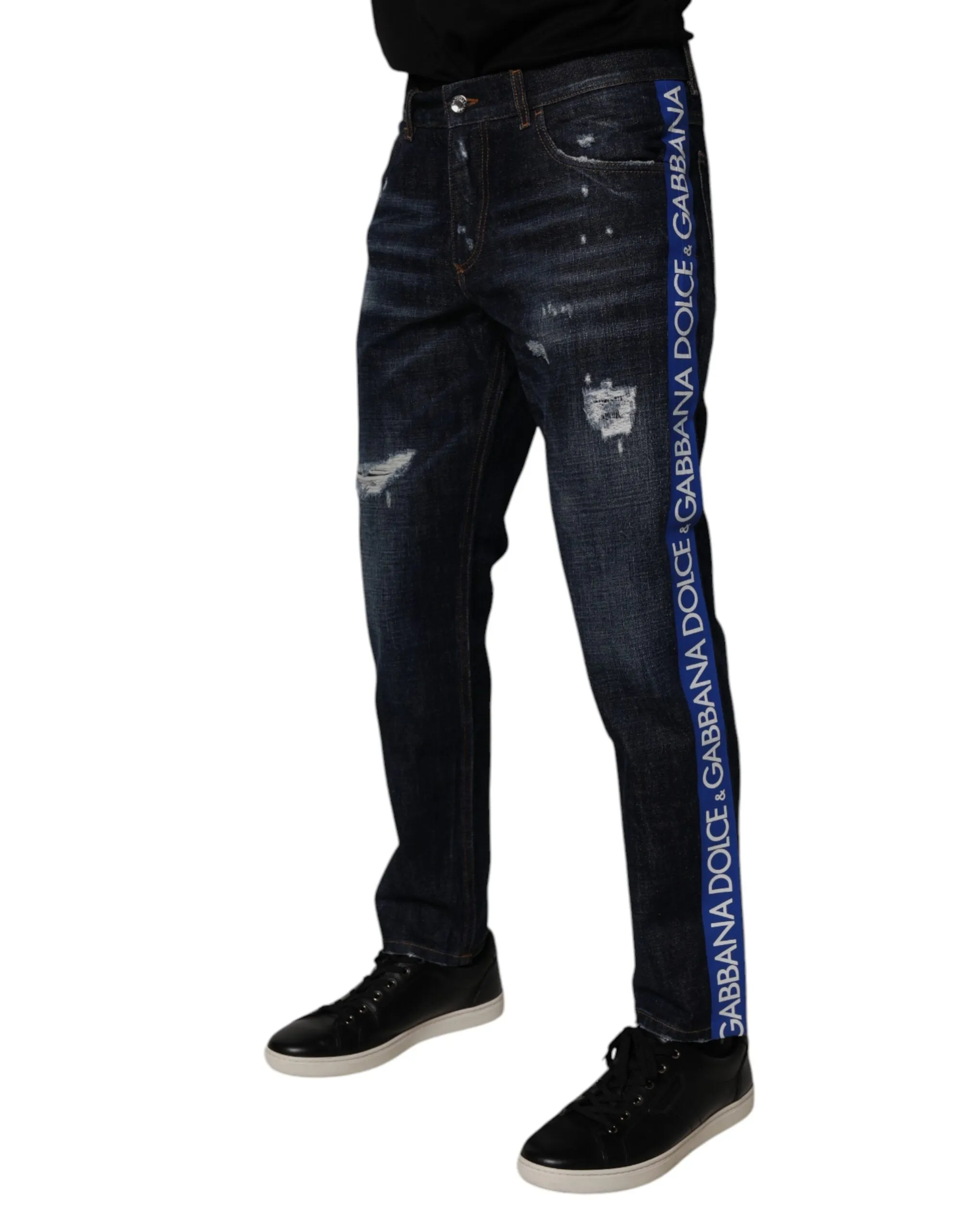 Dolce & Gabbana Baumwoll-Tatte Skinny Herrenjeans