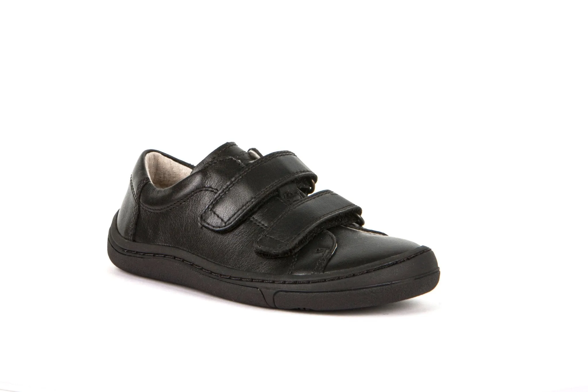 Froddo: Alex Barfußschuhe mit Klettverschluss für die Schule - Schwarzes Leder