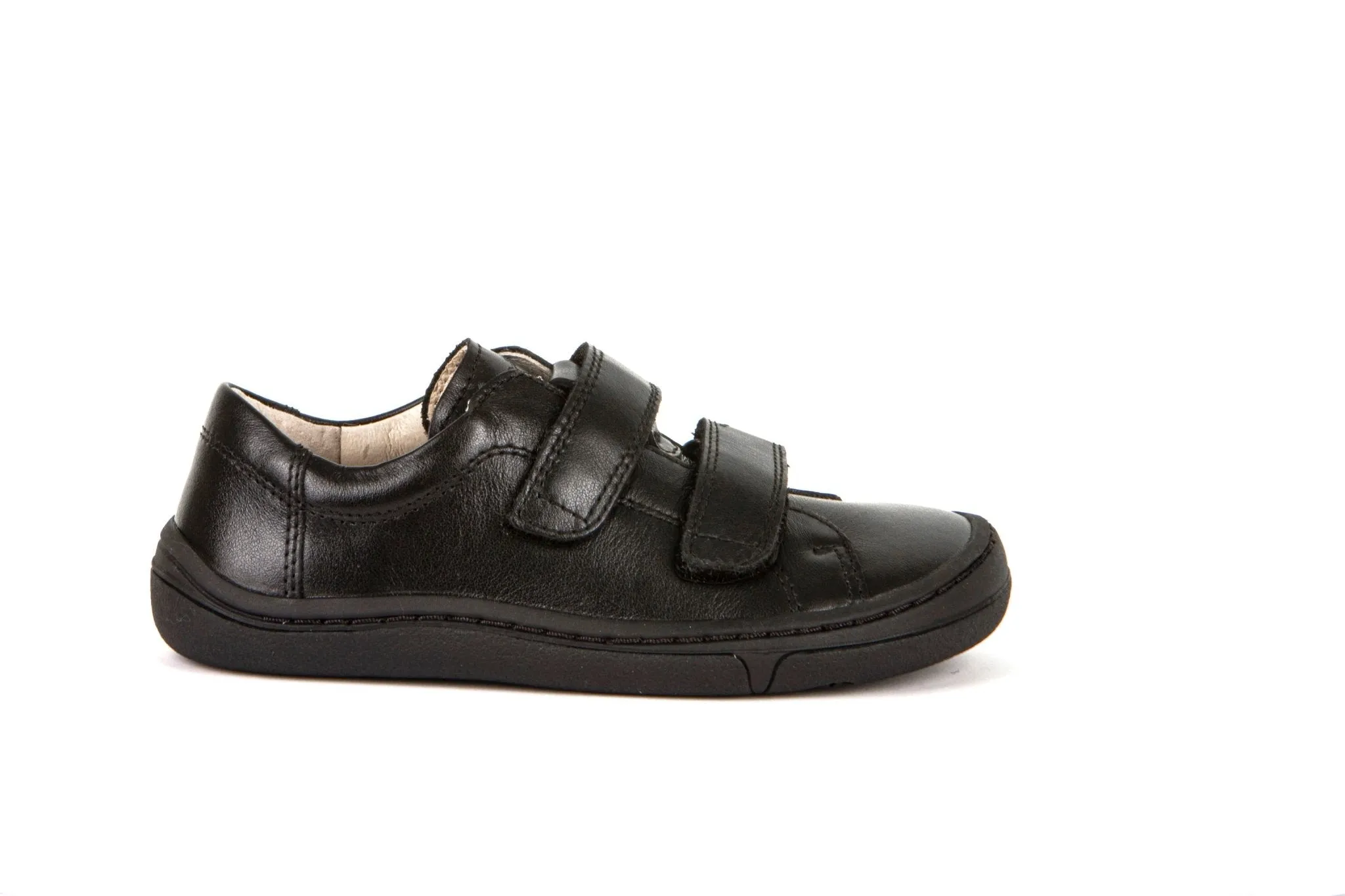 Froddo: Alex Barfußschuhe mit Klettverschluss für die Schule - Schwarzes Leder