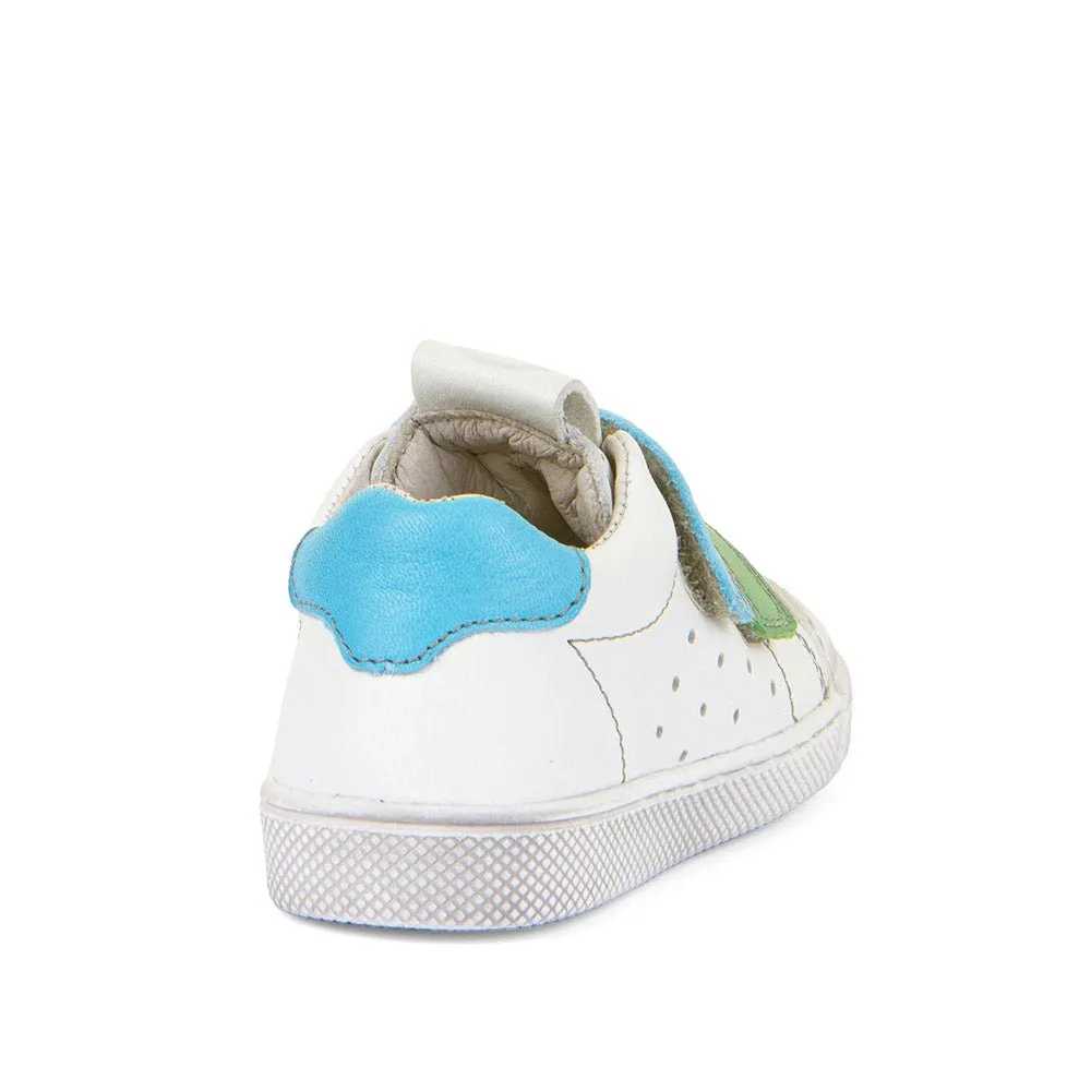 Froddo: Rosario Klettverschluss-Turnschuhe - Weiß / Blaue & Grüne Riemen